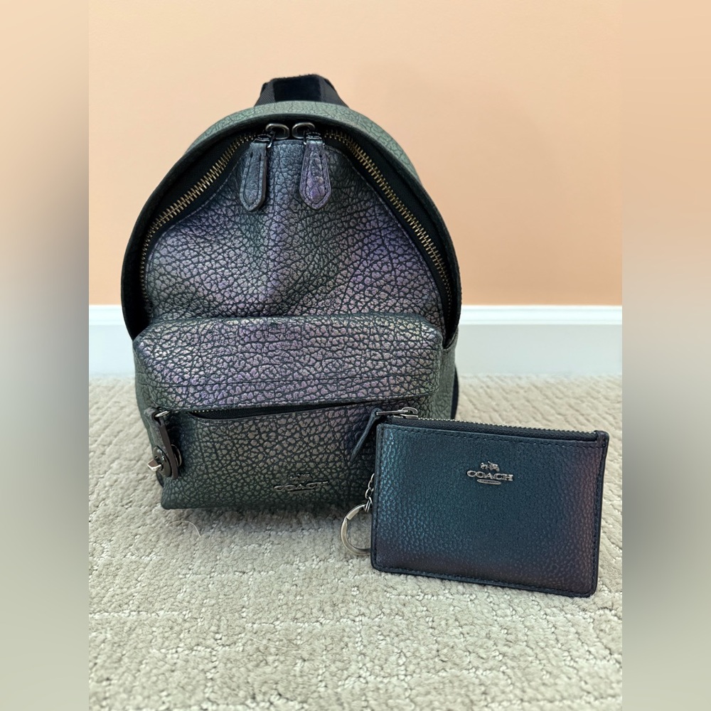 Coach RARE Hologram Mini Backpack & ID Case Set
